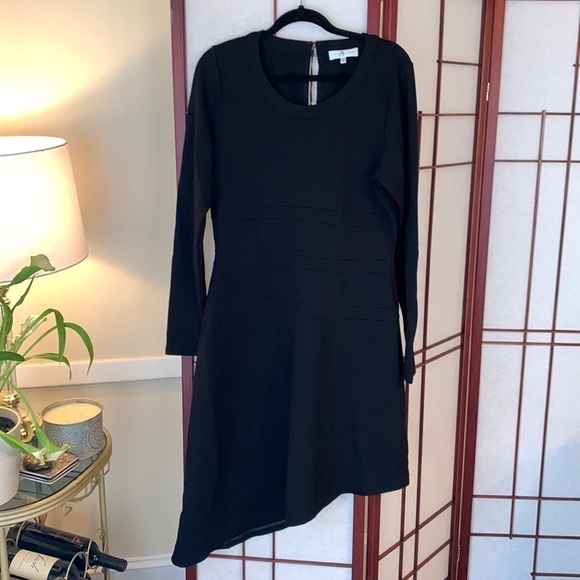 NWT Staci Snider Black Asymmetrical Hem Dress with Stretch! Keyhole Back/A-line! - Picture 1 of 9